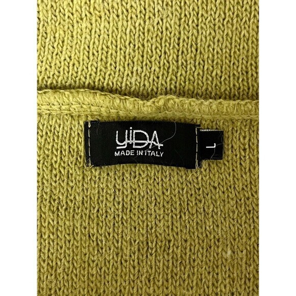 Yida Green Long Lined Cardigan Sleeveless Wool Alpaca Knit Open Designer Retro L - Picture 10 of 11